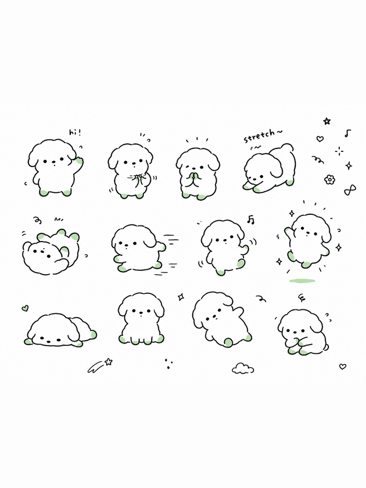 반려동물 손그림 느낌 스티커 시트