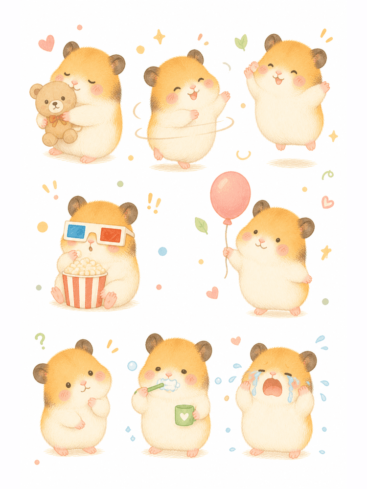 반려동물 손그림 느낌 스티커 시트