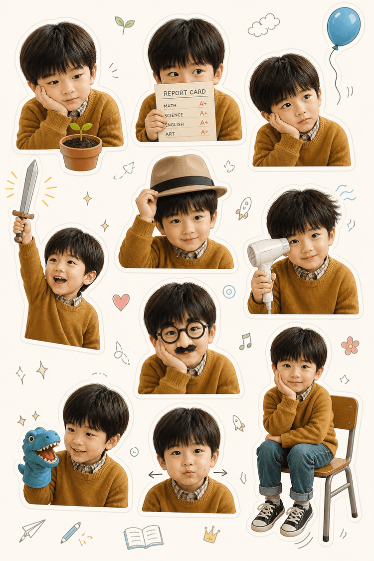 사람 손그림 느낌 스티커 시트