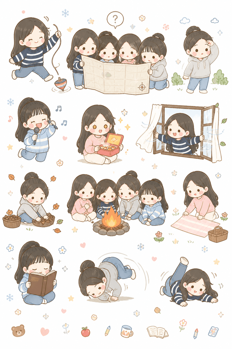 사람 손그림 느낌 스티커 시트