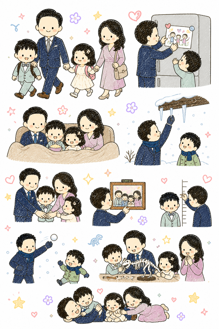 사람 손그림 느낌 스티커 시트
