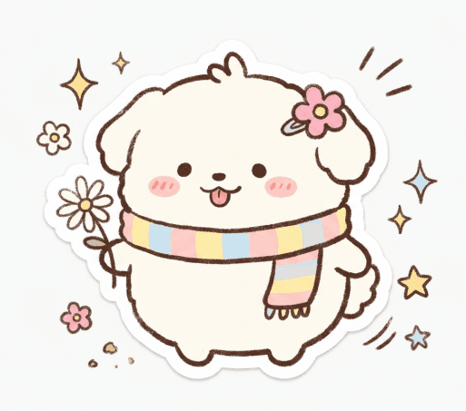 강아지 손그림 스티커